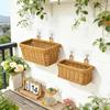 Wall Hanging Woven Storage Basket Set | Plastic Rattan Hanging Organizer with Hooks | 2 Sizes Kitchen Pantry Storage Basket for Home Decor