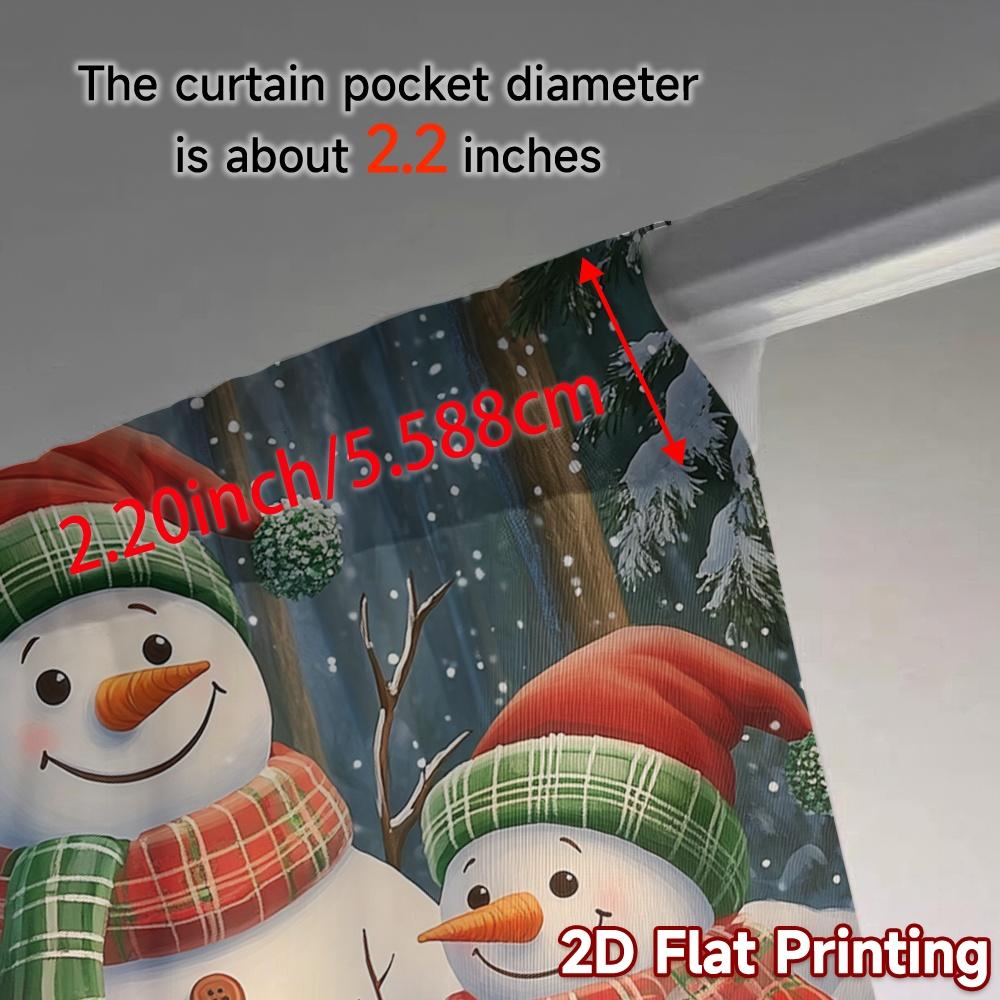 2pcs,Curtains Charming Snowmen Winter Forest (3) Pattern Modern Curtains Durable 100% Polyester Fabric Curtains Decorations