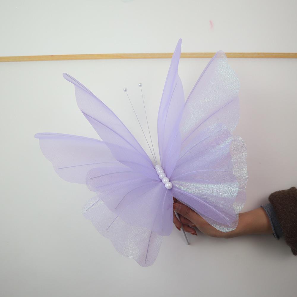 30/50cm Fake Butterfly Outdoor 3D Silk Yarn Butterfly Wedding Party Decoration