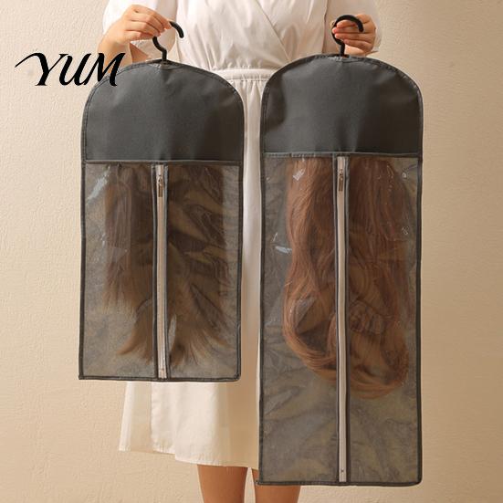 Zippered Wig Storage Bag Hanging with Hook, Breathable Non-woven Fabric Dust-proof Home Hair Accessory Protector, Space Saving Portable Zipper