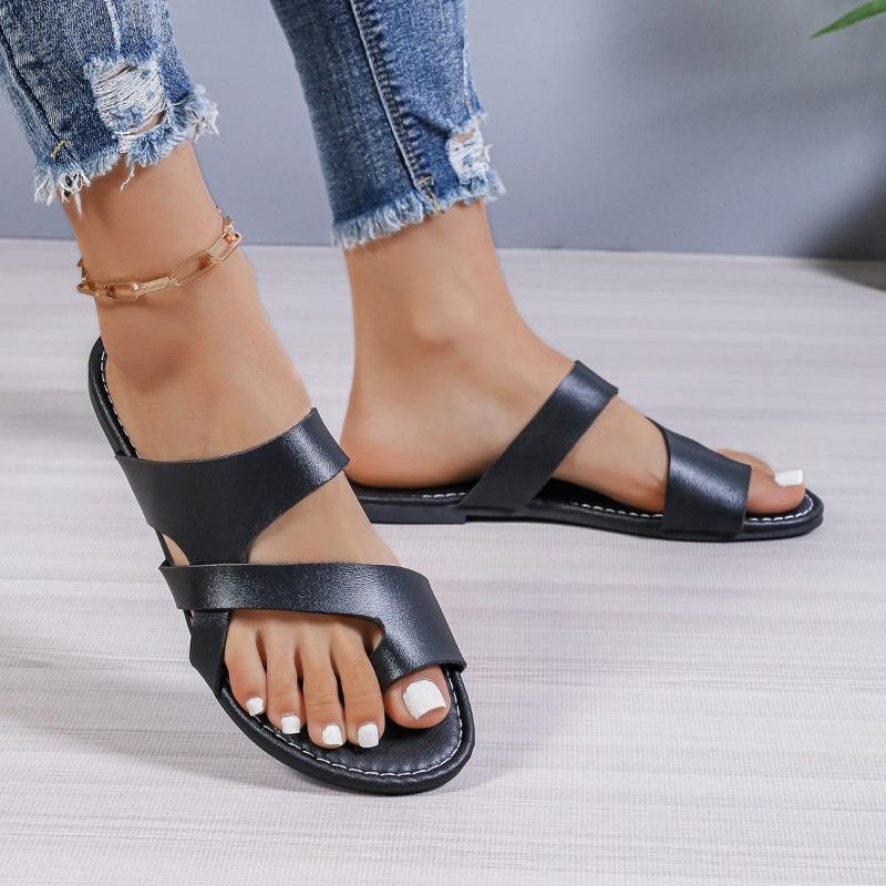 

2024 Summer Women s Shoes High Quality Solid Color Large Size Slip-On Women s Slippers Fashion Casual Women s Beach Slippers 36 чёрный