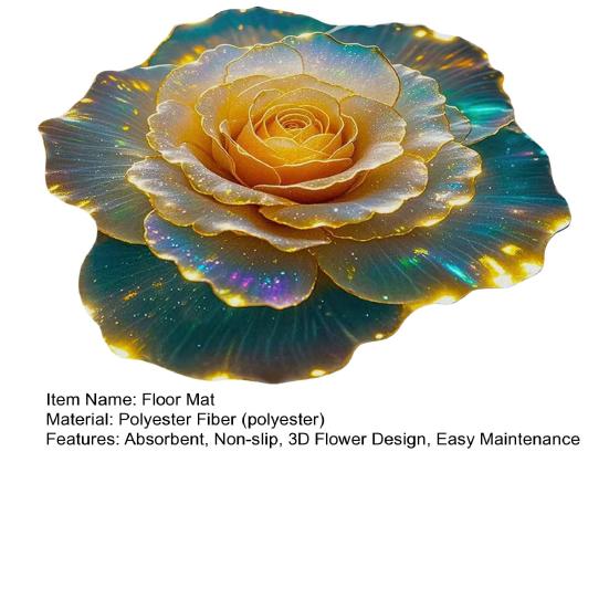 3D Flower Floor Mat Absorbent Bathroom Mat Anti-Slip Floral Pattern Area Rug