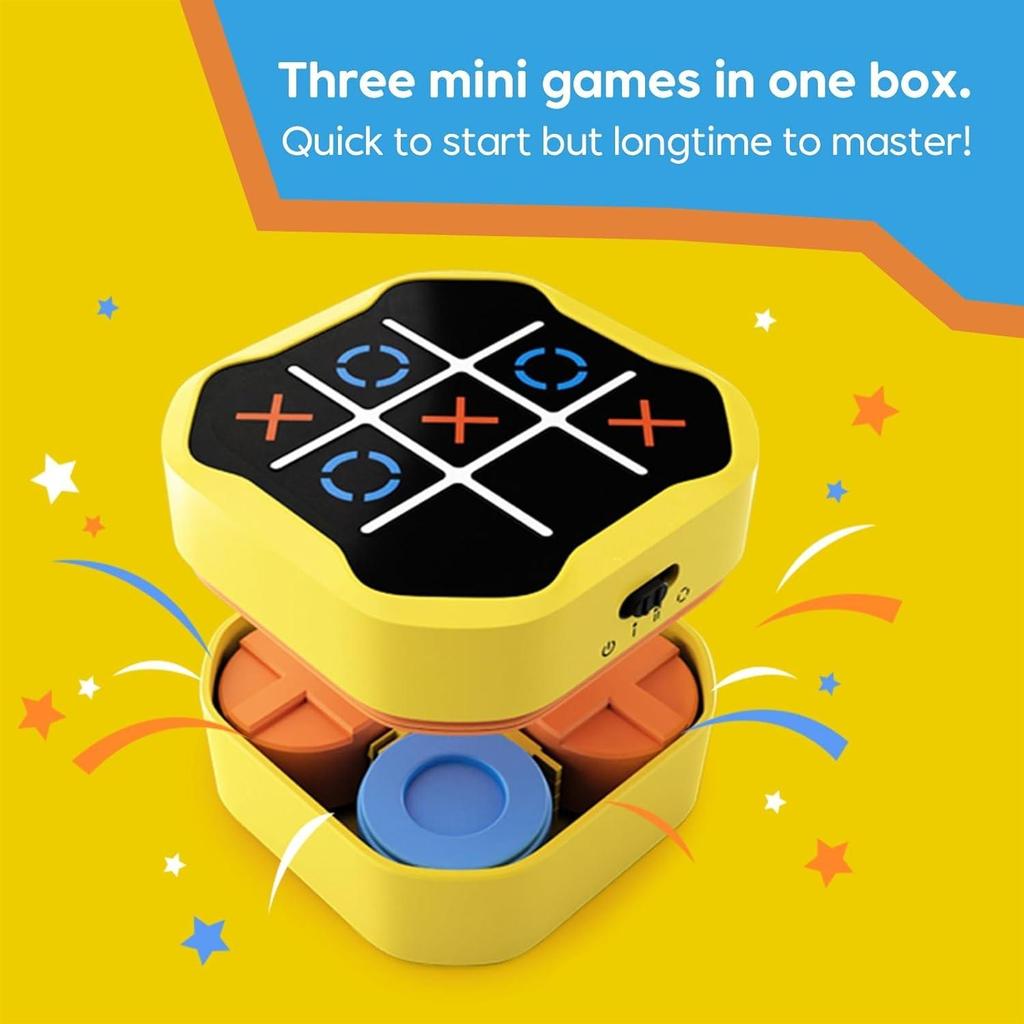 Tic-tac-toe Bolt Toy, Original 3-in-1 Handheld Puzzle Console, Portable Travel Game Suitable for In-car Use, Board Game for Children and Adults