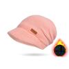 Winter Women's Warm Knitted Hat with Plush Moon Hat Wide Brim Show Face Small Ear Protection Hat