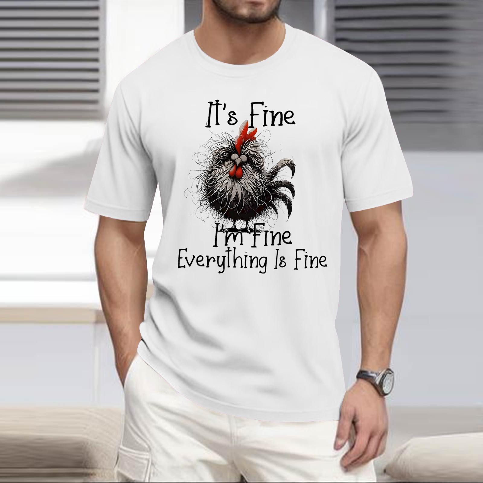 

Летняя мужская популярная футболка с круглым вырезом и коротким рукавом с принтом XL белый