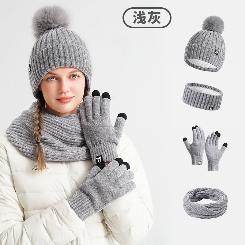 Women's Winter Knit Hat Scarf Gloves 3-Piece Set Thick Warm Knitted Beanie Set Soft Cozy Multiple Colors