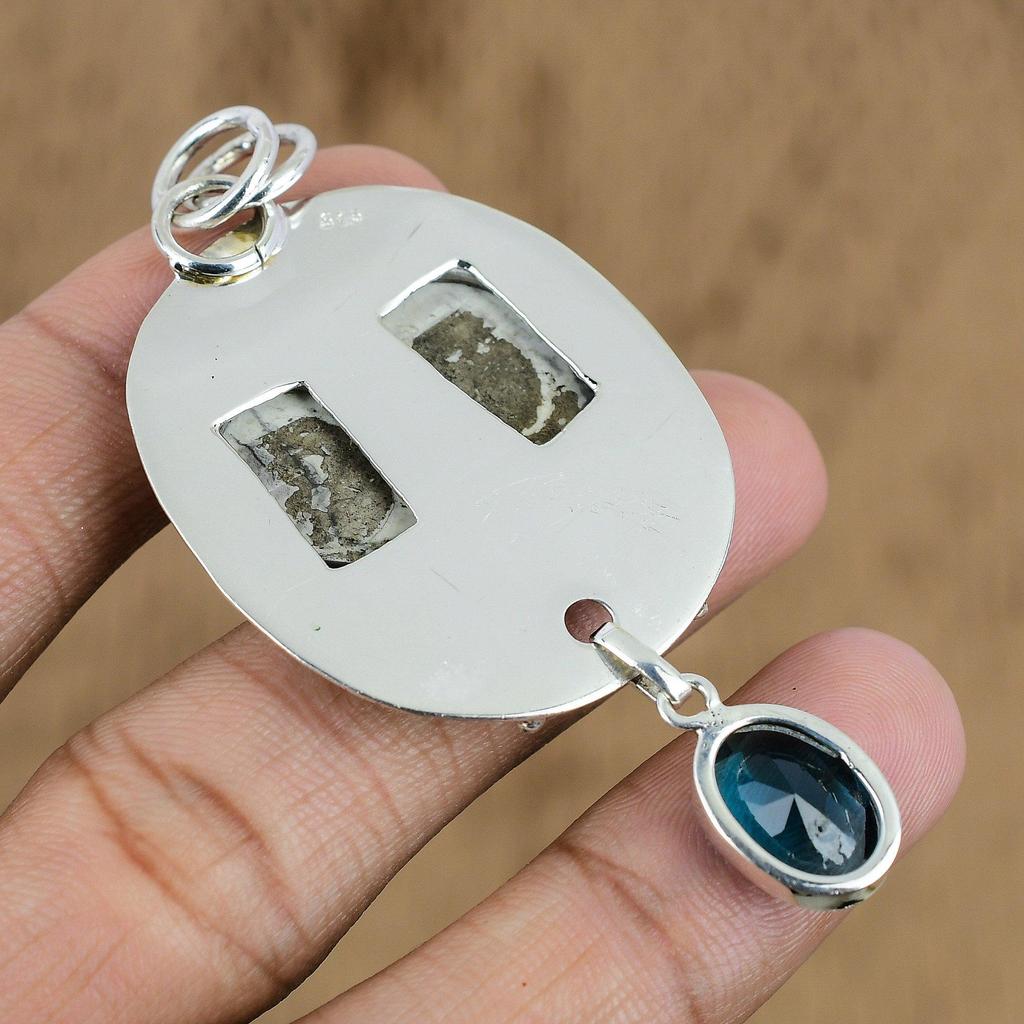 Natural Howlite Gemstone Indian Jewelry 925 Sterling Silver Pendant For Girls