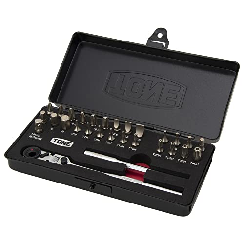 

TONE Bit Ratchet Set BRFS27 1/4 Hex Shank Bit Black 27-Piece