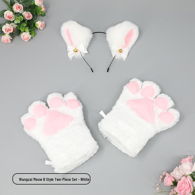 Cute Kitten Cosplay Set: Cat Ears Headband, Paw Gloves & Tail Accessory