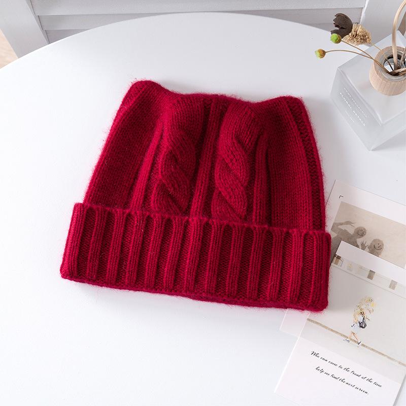 Baby cashmere children's hats autumn and winter thickened cold-proof and warm knitted hats Baotou wool hats