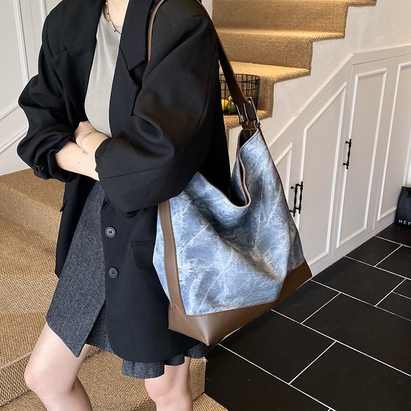 Large Capacity Casual New 2025 Summer Simple PU Texture Retro New Fashion Single Shoulder Tote Bag Women's Bag