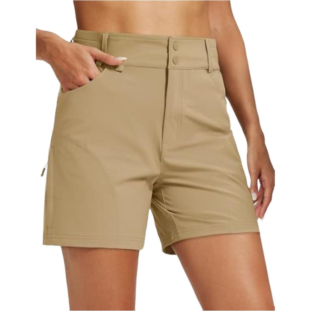Leichte Wasserdichte Sportshorts für Damen mit Taschen Schnelltrocknendes Atmungsaktives Gewebe Bequeme Passform Outdoor-Sport Freizeitkleidung