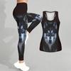 Loyales Tiermuster Druck Yoga Outfit für Damen Mode Workout Leggings Fitness Sport Lässiges Yoga Set Sportanzug