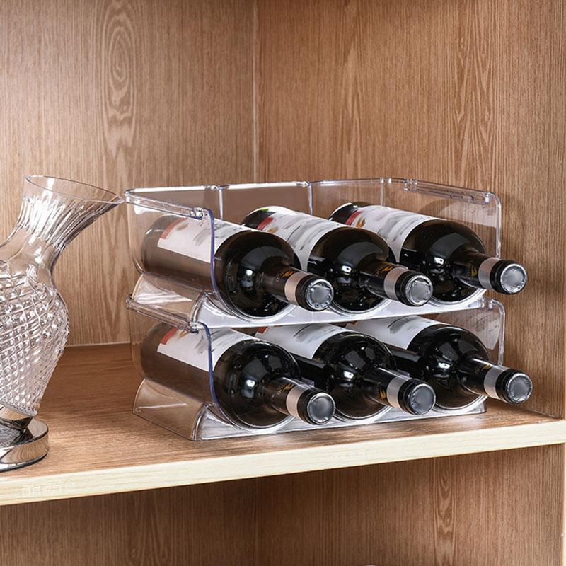 Refrigerator Organizer Tray for Wine and Glasses Plastic Wine Can Shelves with Stackable Glass Storage Racks Cup Storage Rack