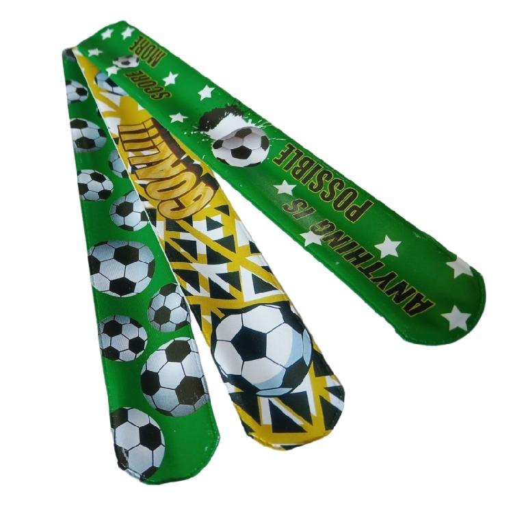 12Pcs Soccer Glove Pattern Slap Bracelets Kids Wristband Football Snap Bracelet