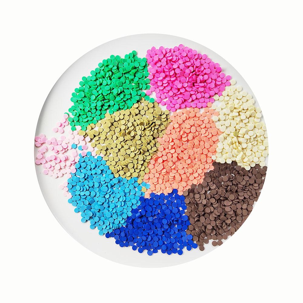 Hot Selling Macaron Colored Round Circle Confetti Polymer Clay Slices for Dessert Cake Phone Case Scrapbooking Decoration about 5mm-500g/bag