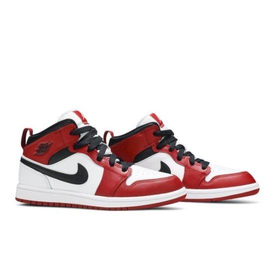 Кроссовки Air Jordan 1 Mid PS Chicago Retro Белые Красные 640734-173 EU 35