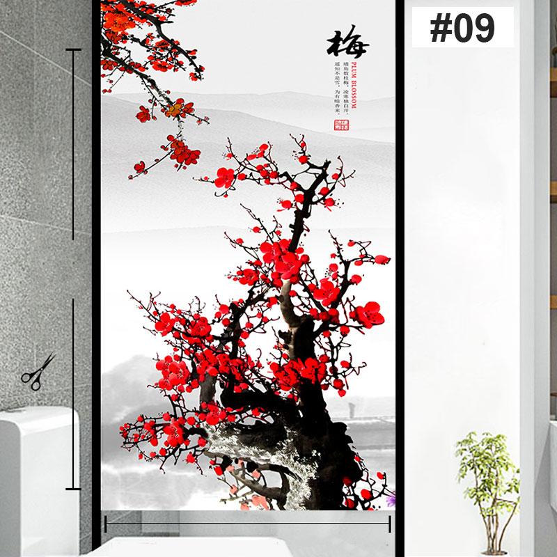 

Пленка для окон в китайском стиле с изображением цветущей сливы, орхидеи, бамбука, хризантемы, культура конфиденциальности, статическая наклейка на стекло 30x90cm