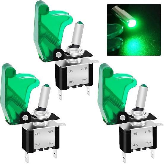 Twidec/3Pcs Rocker Toggle Switch 12V 20A Heavy Duty Racing Car Automotive Auto SPST ON/Off Toggle Switch Red LED Light Illuminated 3Pin with Red