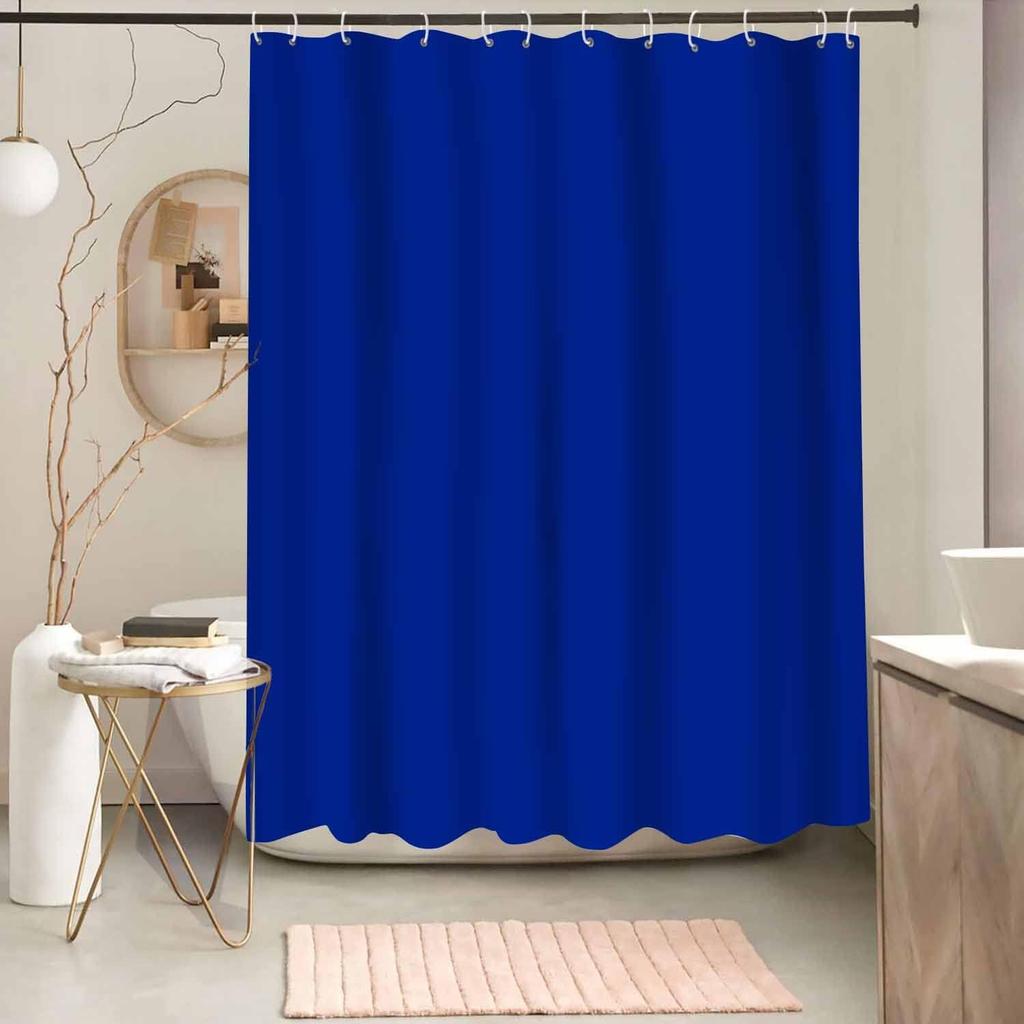 Classic Royal Blue Shower Curtain Washable Thicken Durable Polyester Fabric Set with Hooks, Weight Hem, 72 X 72 Inches, LHNT330-72