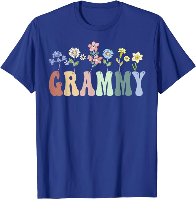 Grammy Gifts Women Wildflower Floral Design Grammy T-Shirt Women's Fashion Nana Gigi Grandma Tees Yaya Mimi Mother's Day Clothes