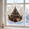 Handmade Christmas Tree Decor Faux Pearl Painting Suncatcher Kit, Acrylic Snowflake Shaped Board with Lace Relaxing Holiday Activity Edge, 3D Gemstone