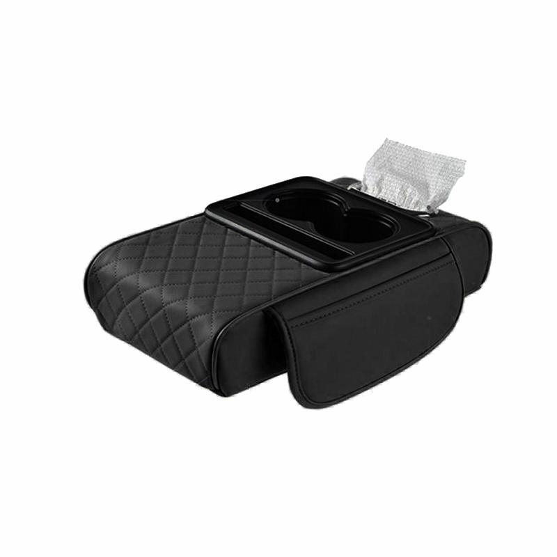 Car Armrest Box 6.5cm Thicken Height Pad Arm Rest Cushion With Pocket Tissue Cup Holder Memory Cotton Elbow Support Height Pad