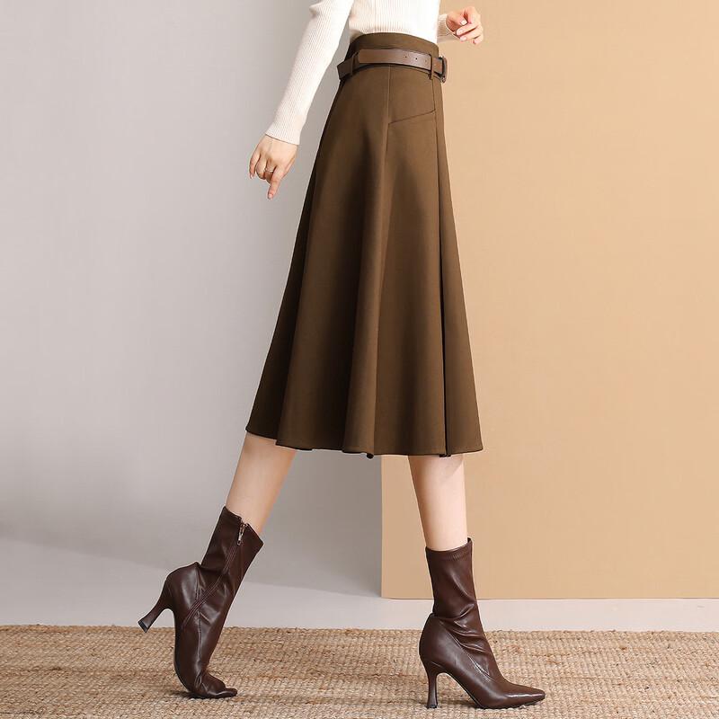 Bailuyu Women's High-Waist Pleated A-Line Midi Skirt