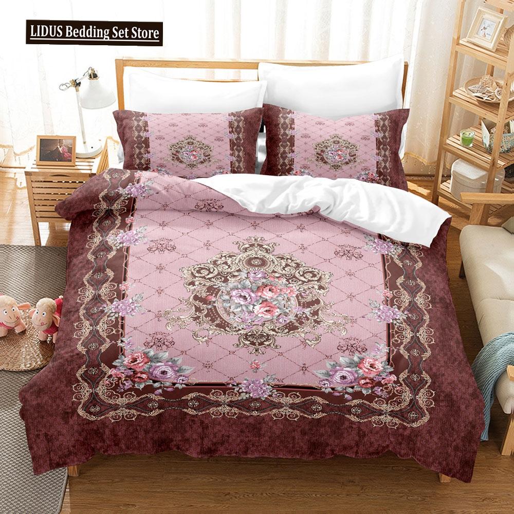Flower Duvet Cover Set Colourful Flower 3D Print King Queen Full Size Polyester Comforter Cover With Pillowcases For Girl Kid