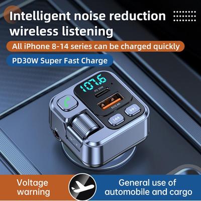 Car Bluetooth 5.1 FM Transmitter PD30W QC3.0 Fast Charging Car Charger Bluetooth Adapter Handsfree Call Wireless Car Kit MP3 Player for All Phone