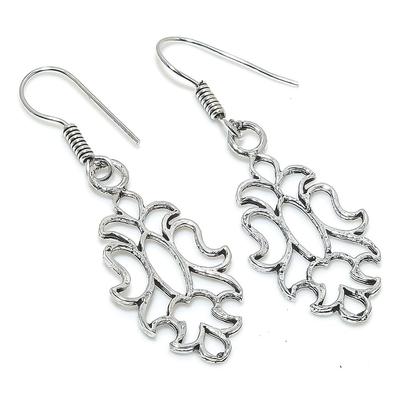 Natural Nepali Bali Look Handmade 925 Sterling Silver Gift Earring 2.17" T9S71