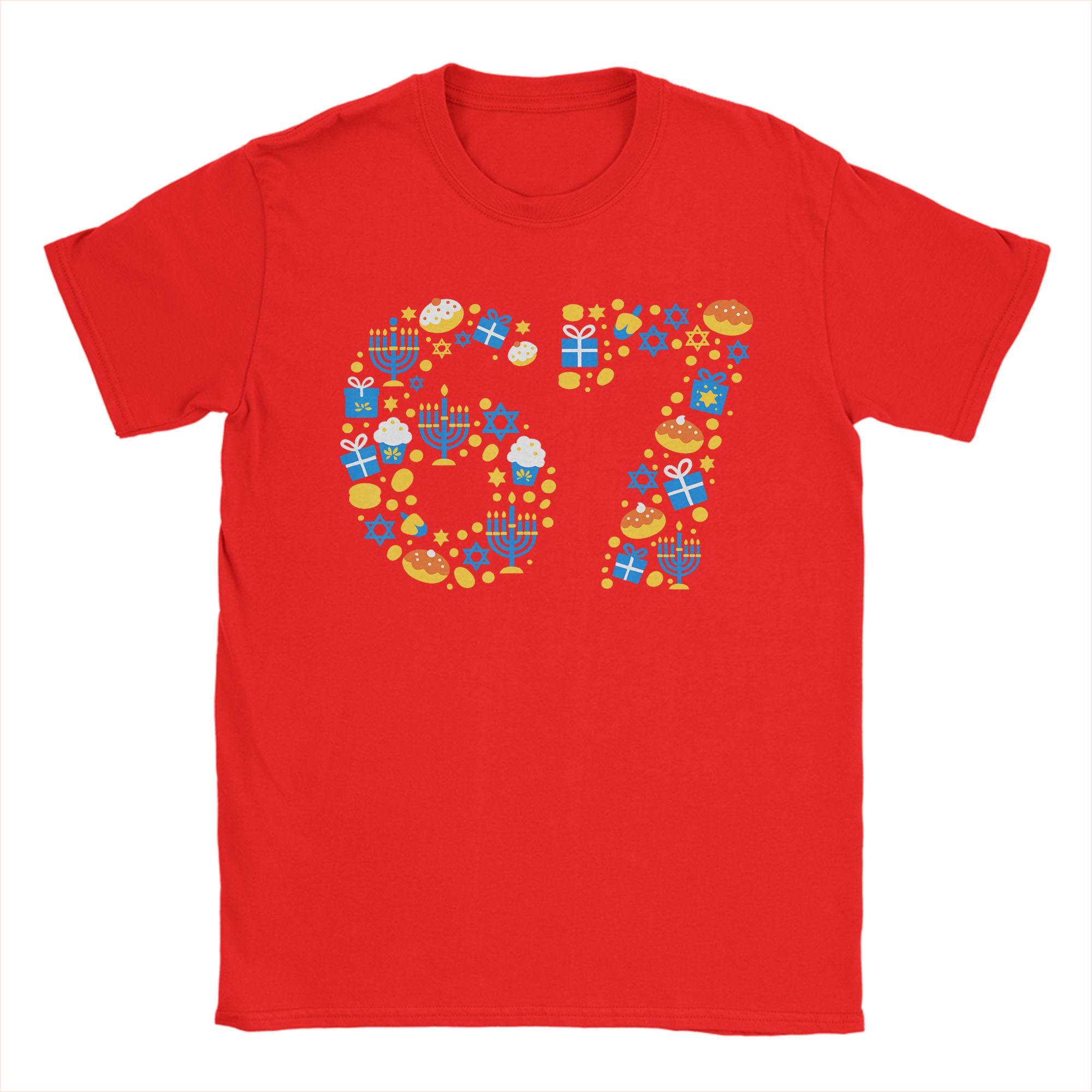 Hanukkah 67 Six Seven Meme Jewish Unisexorah Chanukah Pajama Unisexs T Shirt Tee Shirt Short Sleeve Round Neck TShirt Cotton Clothes S