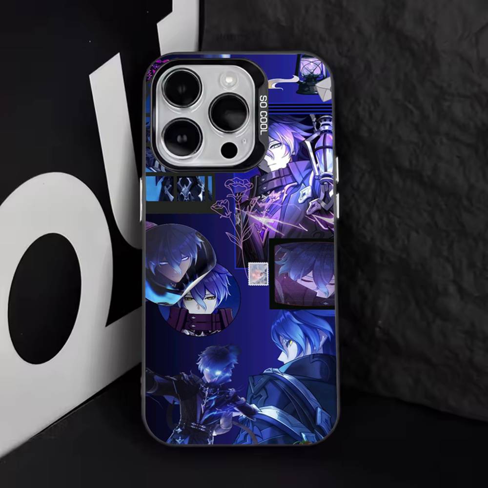 Genshin Impact F-Flins Phone Case For iPhone 17,16,15,14,13,12,11,Pro,Max,Plus,E,Air,Mini Black Tpu Cover