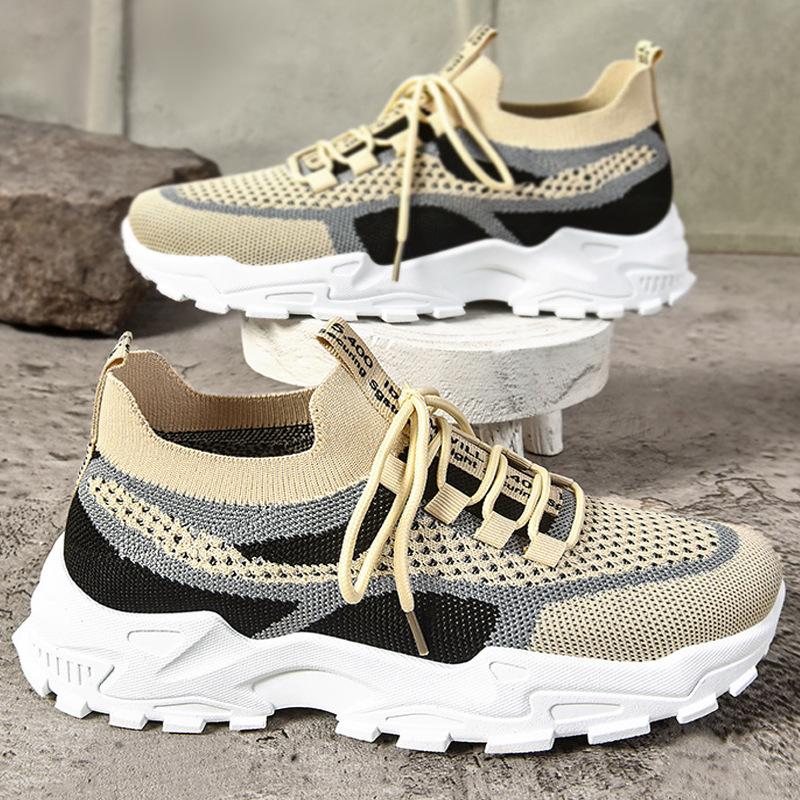 Shoes women's shoes versatile large size casual shoes shoes flying woven breathable single shoes thick sole heightening shoes dad shoes