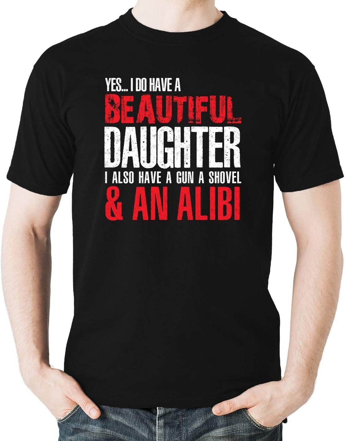 Yes I Do Have A Beautiful Daughter & Gun Shovel Alibi Funny Father s Day Men s T-Shirt XXXXXL чёрный