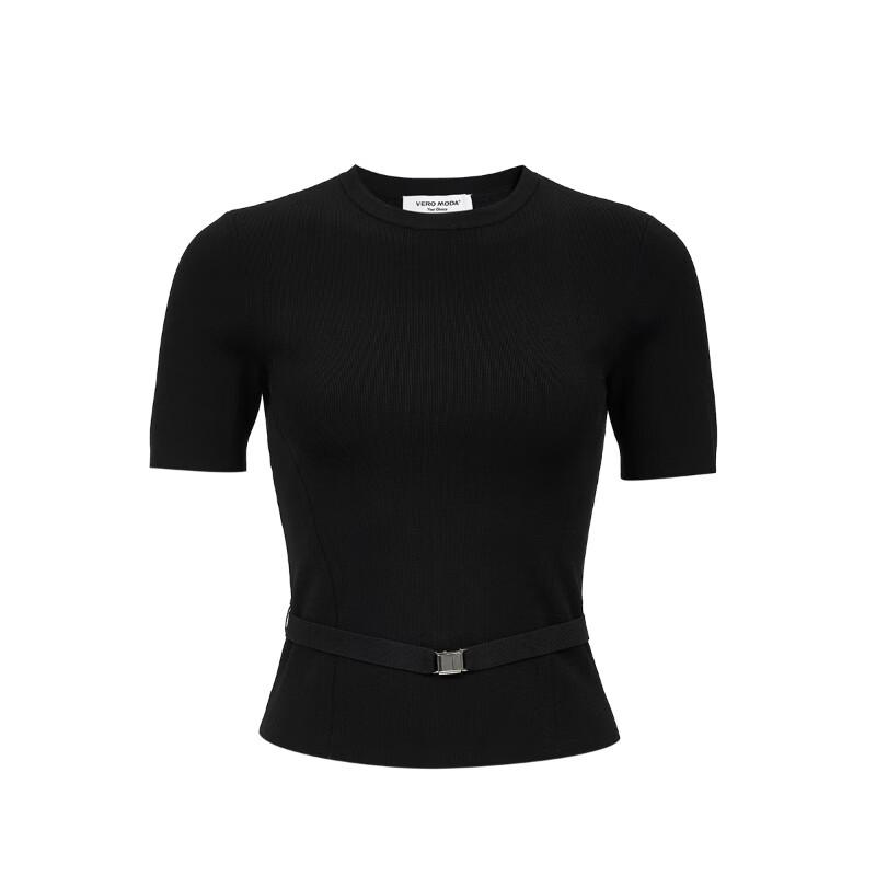 VEROMODA Women's Waist Tie Round Neck Knit Top