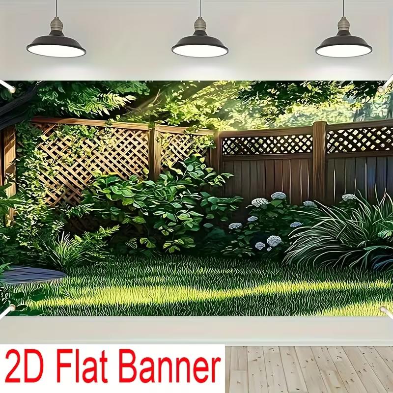 2D Garden Plant Wood Grid Fence Background Cloth Live Stream Photography Backdrop