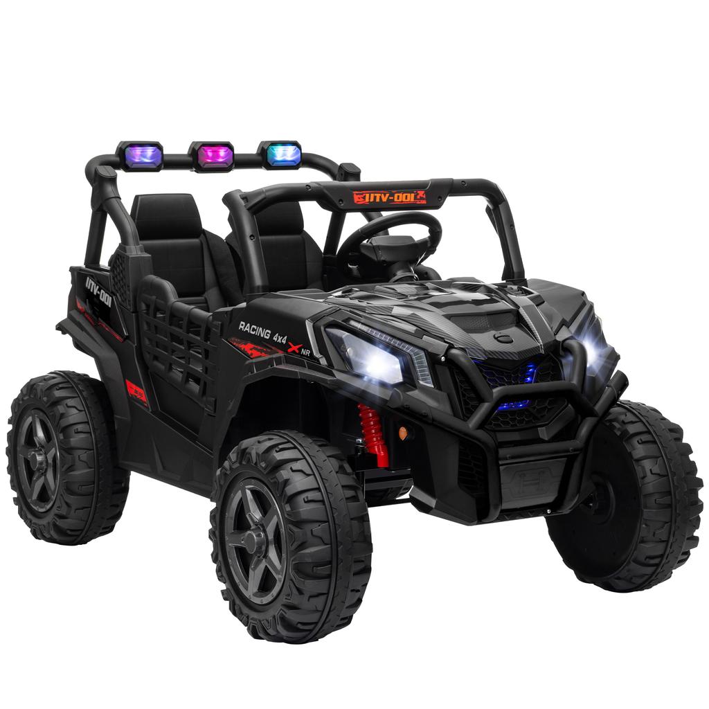 24V 2 Seater Kids Electric Car with Remote Control, Suspension System, Slow Start, 3 Speeds, for 3-8 Years, Black