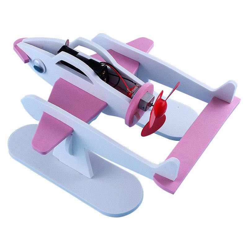 DIY Electric Seaplane Science Experiment Kit for Kids STEM Educational Technology Small Invention Materials | Handmade Model Set