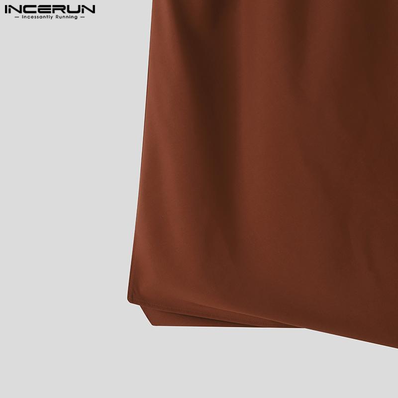 INCERUN Men Elastic Waist Irregular Wrap Casual Loose Long Pants Trousers