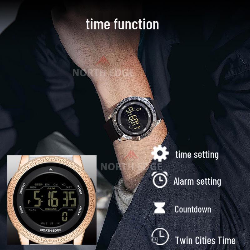 Lory Waterproof Shockproof Smart Pedometer Watch with Alarm and Straight Strap for Men and Women