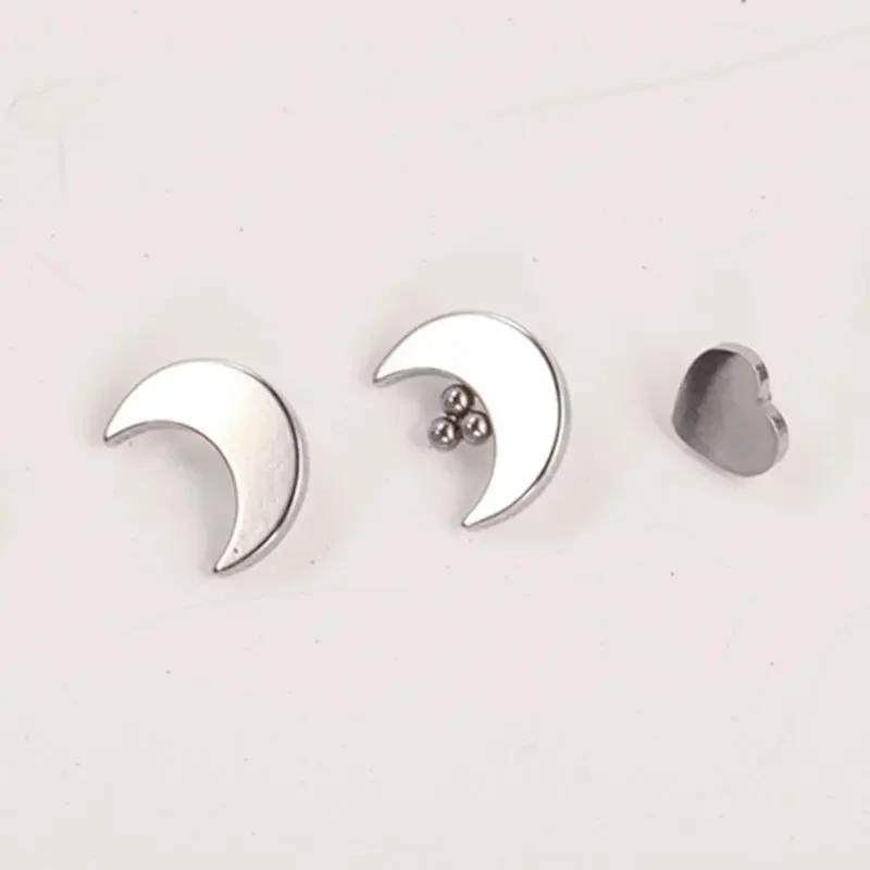 10Pz F136 Titanio Stella Luna Micro Anchoria Dermica Piercing Top Skin Diver Superficiale Labret Lingua Sopracciglio Piercing Gioielli per il Corpo