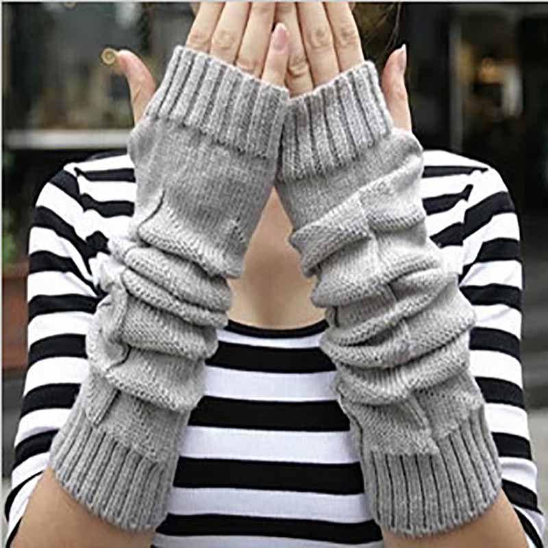 

Стильные Модные Женские Перчатки Митенки Длинные Без Пальцев Вязаные Крючком Для Комфорта Gray