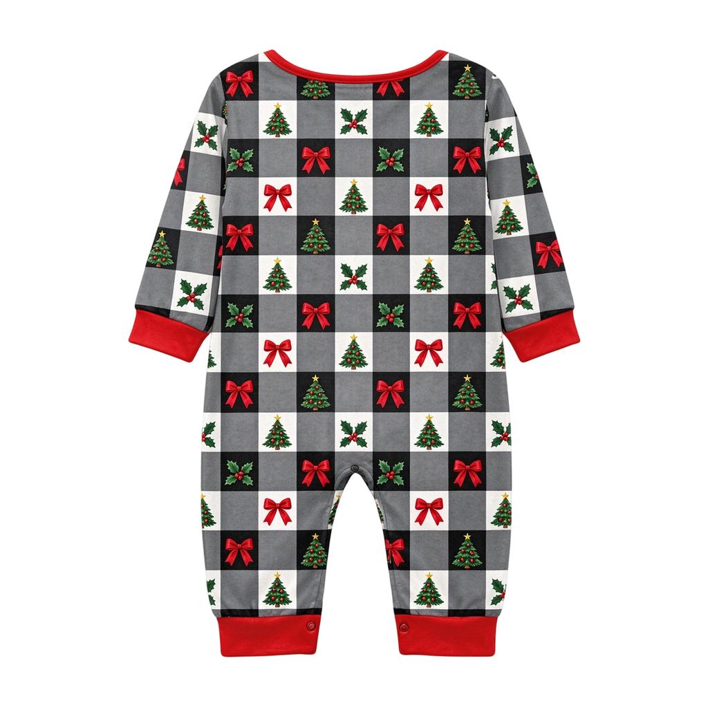 Family Matching Christmas Pajama Set, Neck Long Sleeve and Pants Loungewear Set for Holiday
