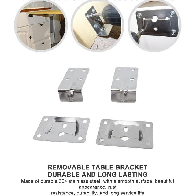1 Pair Removable Table Bracket Stainless Steel 304 Boat Table Brackets Desktop Removable Table Bracket Replacement for RV Yacht Ship Household