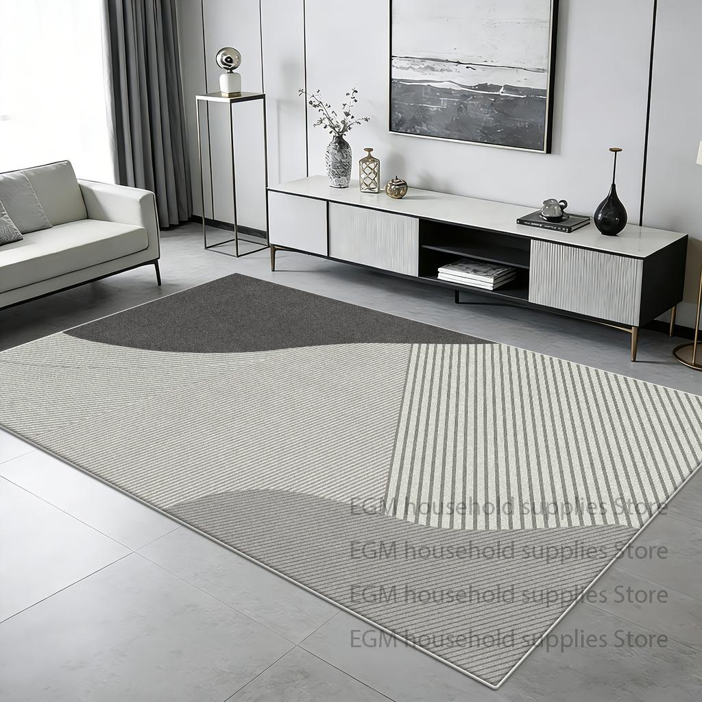 Nordic Striped Black Carpet Modern Living Room Decoration Large Area Rugs Soft Non-slip Washable Floor Mat for Bedroom Bedside