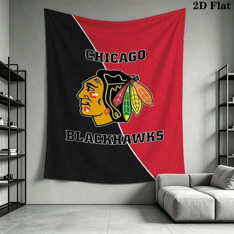 Chicago Blackhawks Wall Tapestry Aesthetic Wall Hanging Printed Fabric Blanket Decorative Tapestries for Bedroom Living Room Home Decor