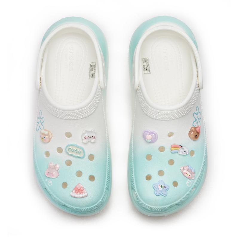 Crocs Crush Clog REGO Hot Dog Blue Mood Starfish Fresh Cute Poop Feeling Hole Shoes Unisex Bone White Blue