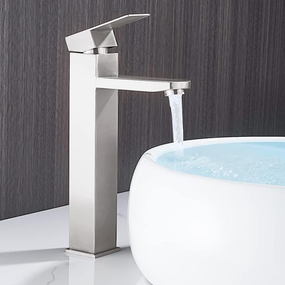 Brushed Gold Square Basin Faucet Bathroom Deck Mounted Washbasin Mixer Tap Single Handle Hot Cold Mixer Tap