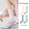 Renaissance Pearl Mid-Calf Women's Socks: Original Thin, Solid Color, Puffy Ins Style.
